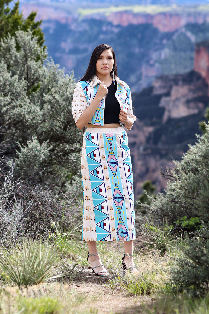 All-Over Print Women's Front Mid-slit Skirt | 245GSM Cotton