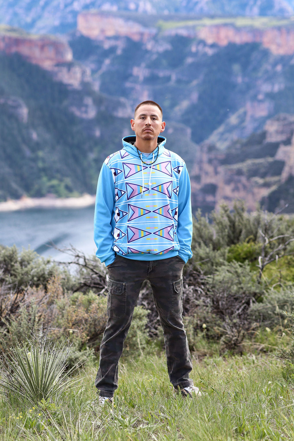 Turquoise Geo Hoodie