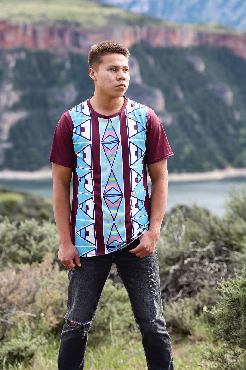 Maroon Geo Shirt (3-4 weeks delivery)