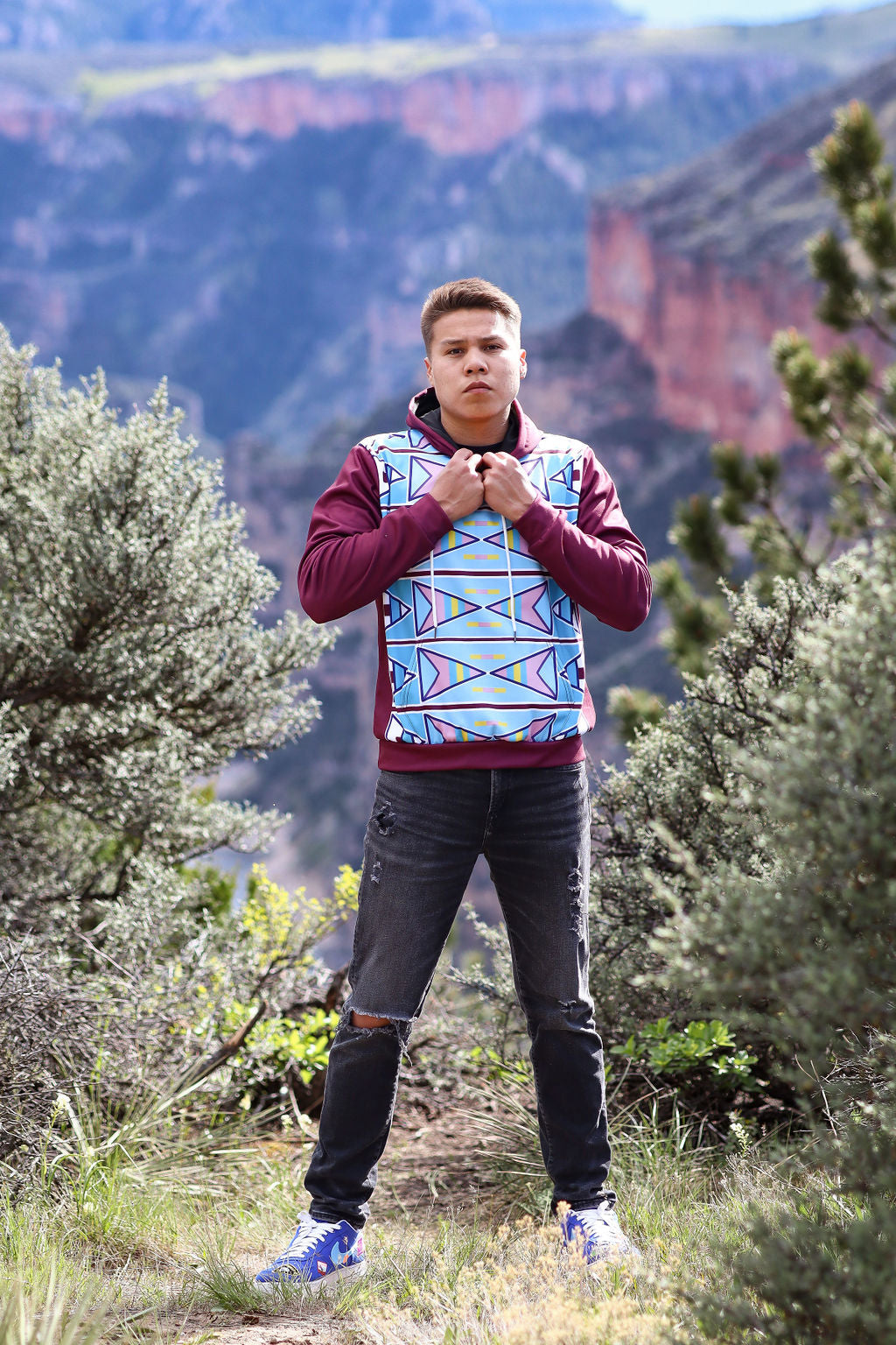 Maroon Geo Hoodie