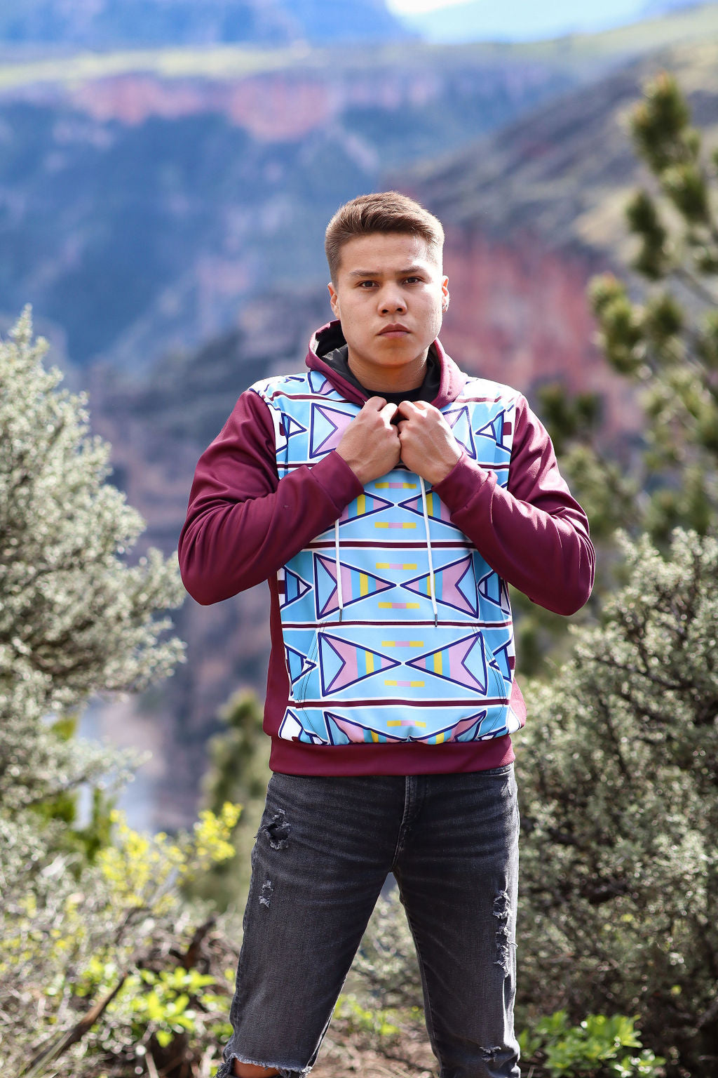 Maroon Geo Hoodie