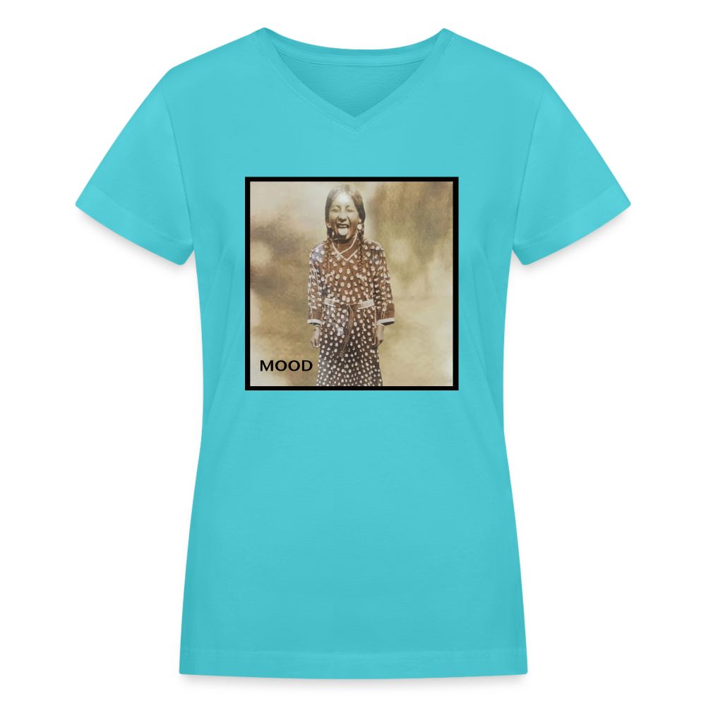 Women's "MOOD" V-Neck - aqua