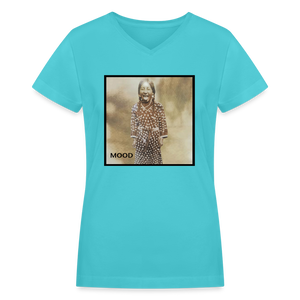 Women's "MOOD" V-Neck - aqua